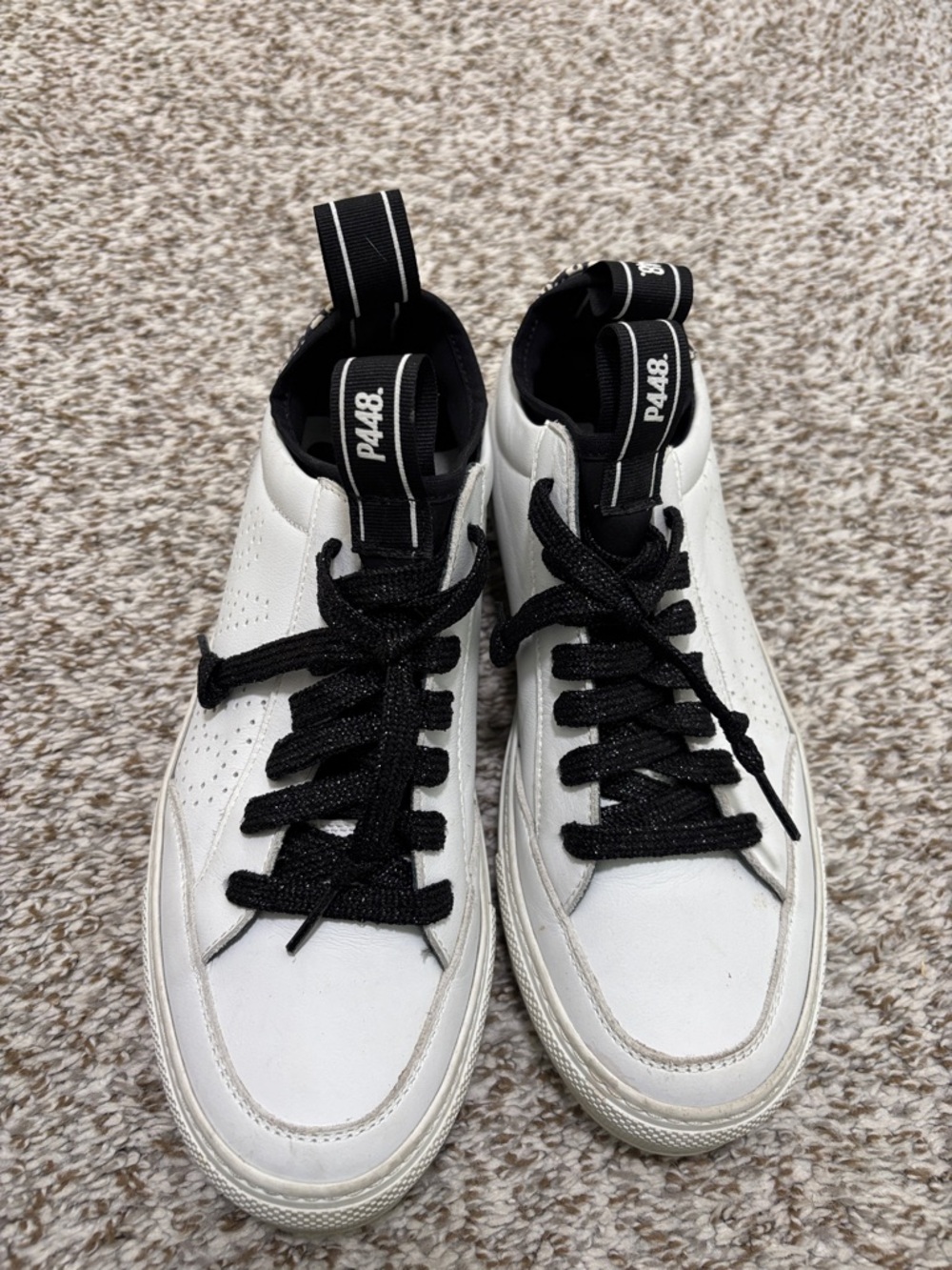 P448 Sohosocks white black leather sneakers 39